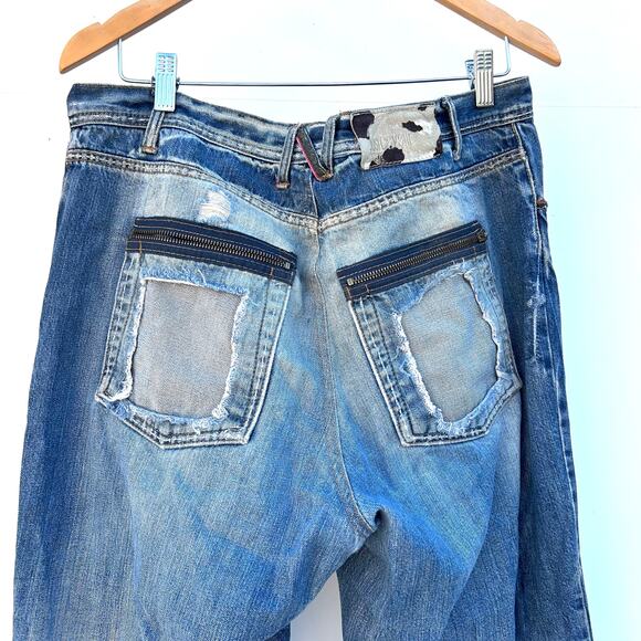 Vintage Roberto Cavalli Unisex Women’s Distressed Jeans Ripped Designer Denim 8 - Picture 8 of 16